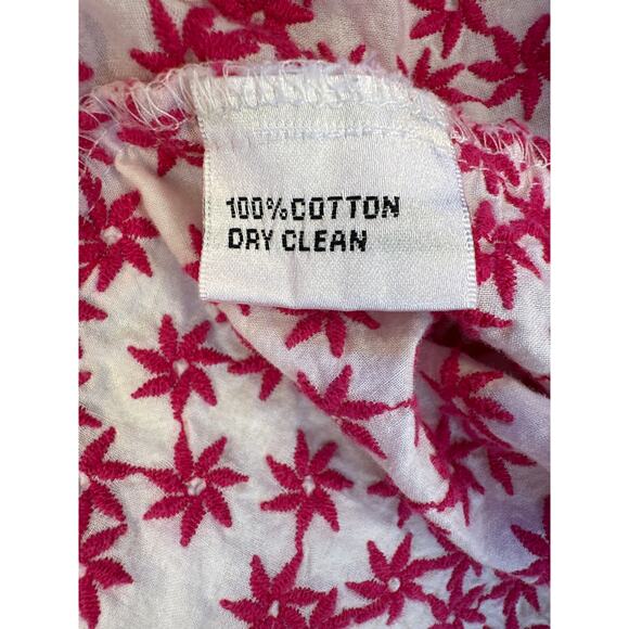 Talbots VTG‎ Pink And White Sleeveless Top Tie At Waist Embroidered Flower 16 - Picture 7 of 7